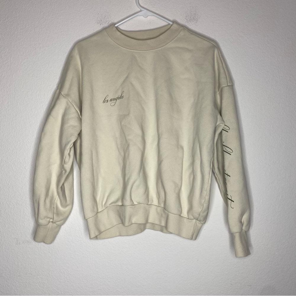 Tan + Lines Beige Loungewear Crewneck Los Angeles Cherry Sweatshirt